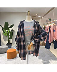 C23J7FNB015_루즈핏 톡톡 샤인 체크후드남방