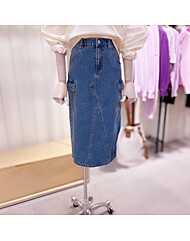 [대구백화점SG]  SJ2DSF546_사이드 건빵 포켓 워싱 데님 스커트