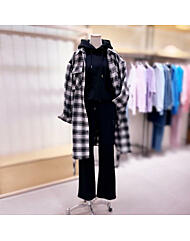 DBSE4JPF101_루즈핏 롱셔츠형 체크 점퍼