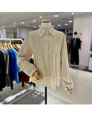 A25SH5401_레이스 배색 핀턱 골덴 셔츠