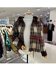 A25JK5444_후드 체크 자켓