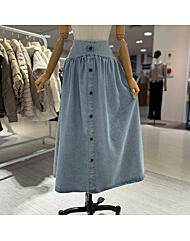 A26DM6107_센터 버튼 데님스커트