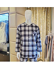 VEV3963M_남성 면기모 체크 오픈형 홈웨어상의
