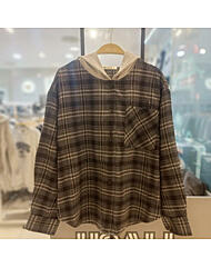 ULYC25WZ1_멜란지 후드 플란넬 체크남방