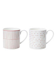 _본차이나 레트로 핑크 머그 2인세트