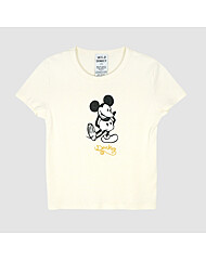 [럭스덕/국내당일] 와일드동키 25SS MICKEY 그래픽 여성 크롭 반팔티 크림