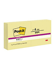 [3M] 포스트잇강한점착용노트654-6알뜰팩 76x76mm6패드540매 노랑
