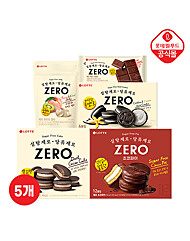 [롯데] ZERO 무설탕 달콤 과자 5종 세트(초코파이,카카오 케이크,쿠앤크샌드 외)
