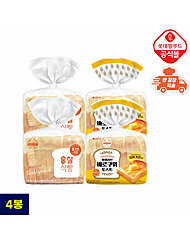 [롯데] 기린이네 식빵 4봉 세트(미니찰 식빵 2, 바로구워 토스트 2)