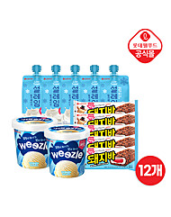 [롯데] 저당 아이스 12개 세트(위즐2,설레임5,돼지바5)
