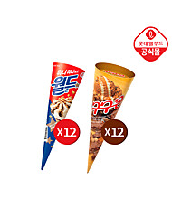 [롯데] 아이스크림 콘 24개 세트(월드콘12,구구콘12)