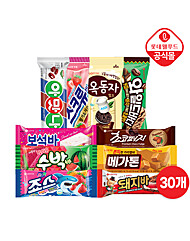 [롯데] 베스트 아이스크림 스틱 바 30개 세트 (옥동자/스크류바/보석바 등)