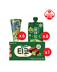 [롯데] 말차 아이스크림 13개 세트 (월드콘 6+설레임 6+티코 1)