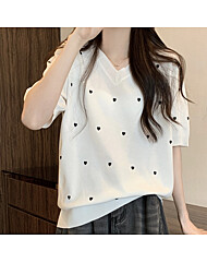 하트 도트 브이넥 반팔 2color
