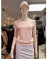 레노마골프 여자 봄 핑크 라운드 니트 레터링 포인트 스판 스웨터  R2MACCL52Y04PK
