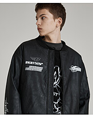 [벙커버스터] 레더 패딩 항공점퍼 BLACK (MP1JU008-076)