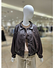 [올리브데올리브] 숏 카라 집업 크롭 페이크 레더 점퍼 YL5AJ313