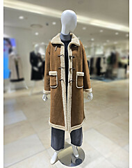 [올리브데올리브] 아웃포켓 토글 단추 롱 무스탕 코트 YM5SH206