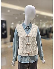 [올리브데올리브] 토글 니트 조끼 세트 데님셔츠 YJ5SB704