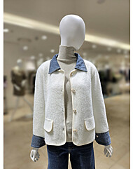 [올리브데올리브] 데님 카라 배색 부클 니트 가디건 YK5WD409