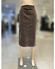 [올리브데올리브] H라인 코듀로이 백밴딩 앞트임 7부 스커트 YW5WS584