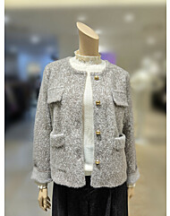 [올리브데올리브] 라운드넥 트위드 자켓형 부클 니트 가디건 YK5WD420