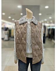 [올리브데올리브] 카라 퍼 인조가죽 오리털 조끼 YL5XV979