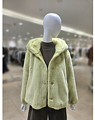 [올리브데올리브] 페이크 퍼 언발기장 후드 코트 YW5XM985