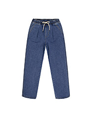 골피아 SQ25A519 남녀공용 스트리트 핀턱 풀밴딩 릴렉스 테이퍼드 데님 팬츠