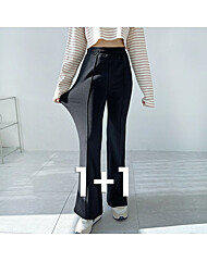 [1+1] 여자 밍크 부츠컷 날씬 슬림 밴딩팬츠 밍크안감 여성 바지