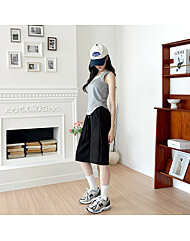 골피아 여자 사이드턱 버뮤다 에어 스트레치 와이드 7부 팬츠