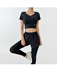 골피아 여자 스포츠 멀티 포켓 에어 스트레치 투인원 레깅스 필라테스