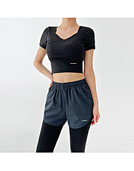 골피아 스포츠 텐션 크롭 반팔 에어 스트레치 투인원 레깅스set2