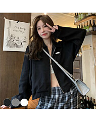 투웨이 집업 살짝 크롭 긴팔 점퍼 여성 아우터