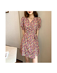 플라워 A라인 랩원피스 휴양지 여성봄 미니 꽃무늬 의류 하객 봄원피스