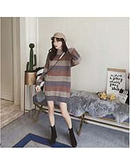 배색 폴라 롱 니트 원피스목 롱니트 터틀넥 하이넥 캐주얼 데일리