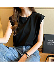 루즈핏 캡소매 나시 티셔츠