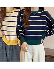 여성 줄무늬 크롭 니트 티셔츠 니트티 여자 겨울 단가라