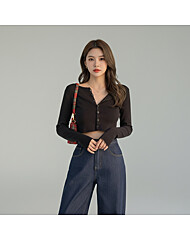 여성 가을 큐티 청순 크롭 가디건 숏 니트 단추형 긴팔 스웨터 얇은