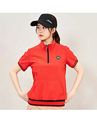 오베르마스 여성 골프웨어 하프집업 아노락 반팔 티셔츠 기능성 필드탑