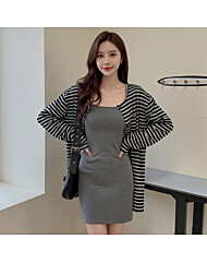 여성 가디건 루즈핏 스트라이프 버튼