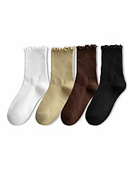 골지 물결 중목 양말 4color