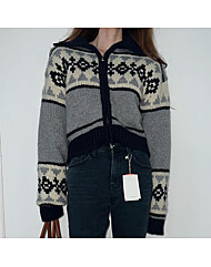 윈터 노르딕 울 집업 가디건 2color