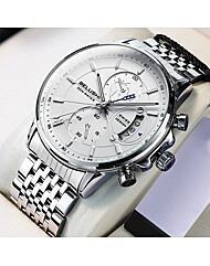 크로노그래프 정장 캐주얼 남자 소가죽 메탈 손목시계
