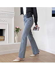 여자 히든밴딩 스판 세미 부츠컷 반하이웨스트 청바지 데님