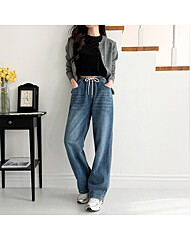 여자 스트레이트 밴딩 일자핏 청바지 데님