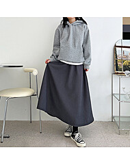 여자 겨울 코듀로이 골덴 플레어 롱 스커트 (양털)