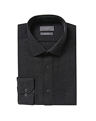 베이직한 솔리드 블랙 기모 슬림핏 긴소매 셔츠 