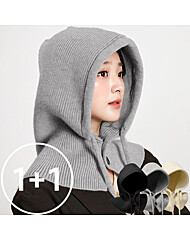 [1+1] 스타일 니트 후드 넥워머 겨울 방한모자 3컬러