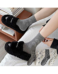 [4족세트] 순면 도트베어 중목 패션양말 4컬러